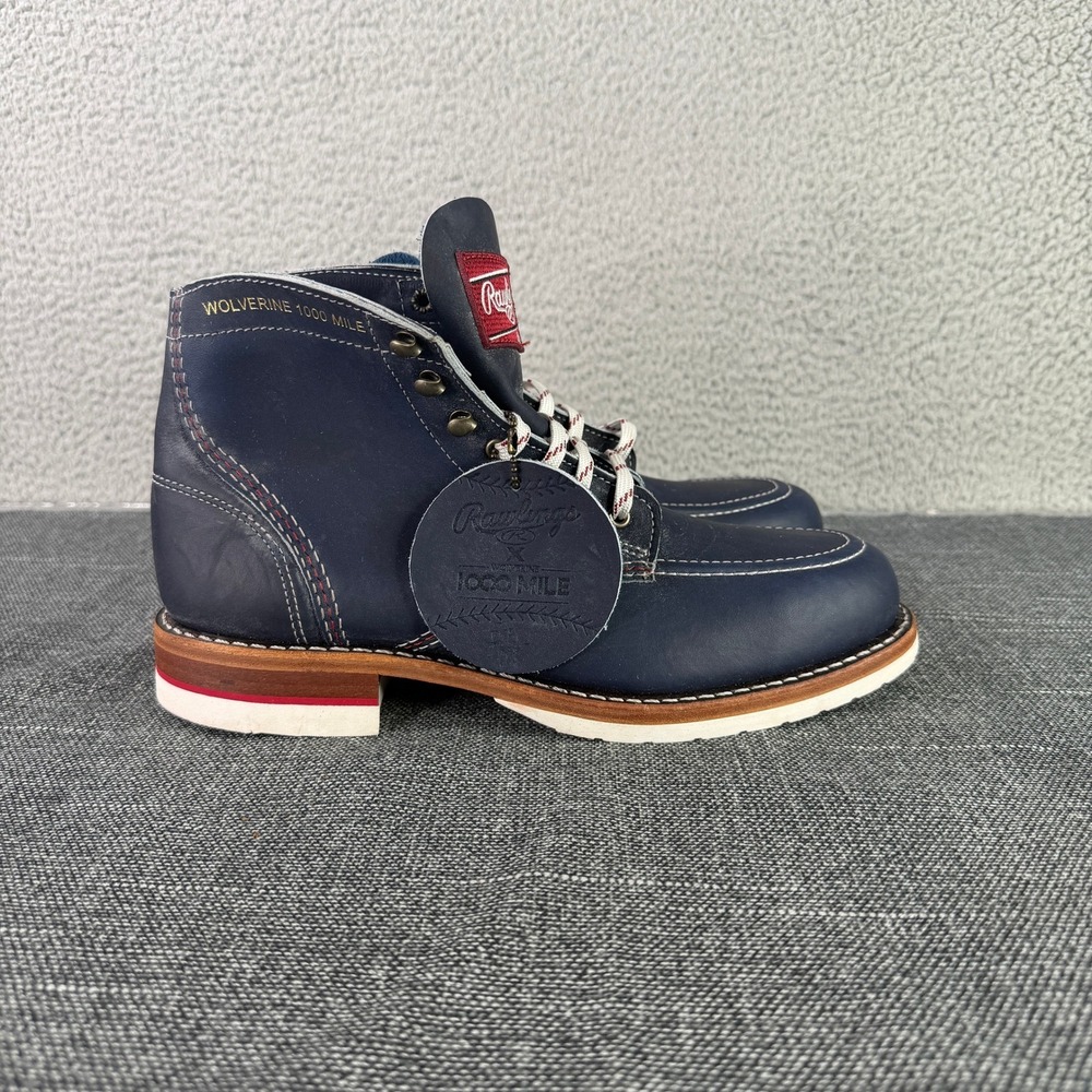 Wolverine 1000 Mile Rawlings Boot Mens 8.5 D Blue Leather Grand Slam Vibram USA